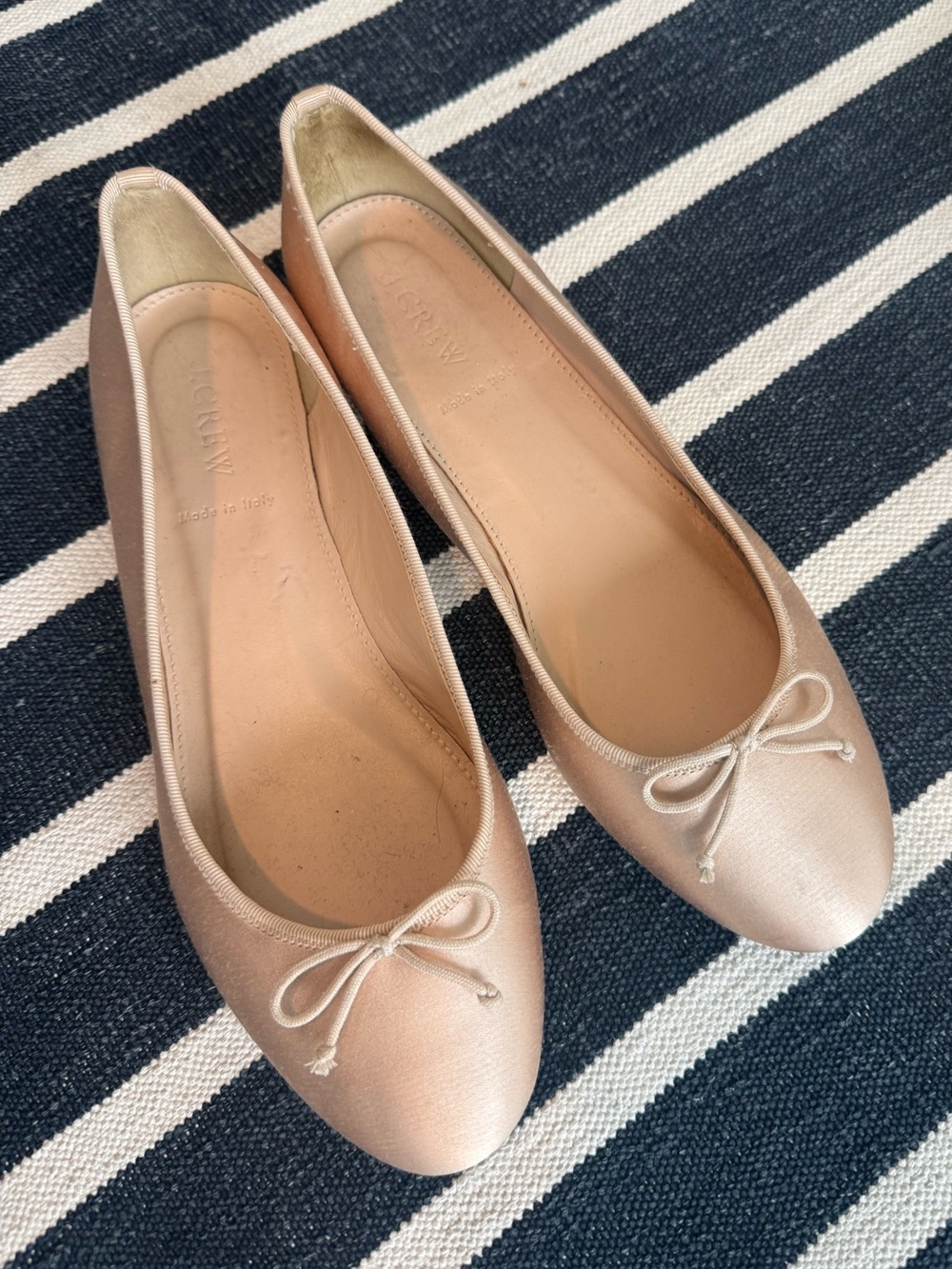 J.Crew Ballerina Ballet Flat Satin Made In Italy Leather 9